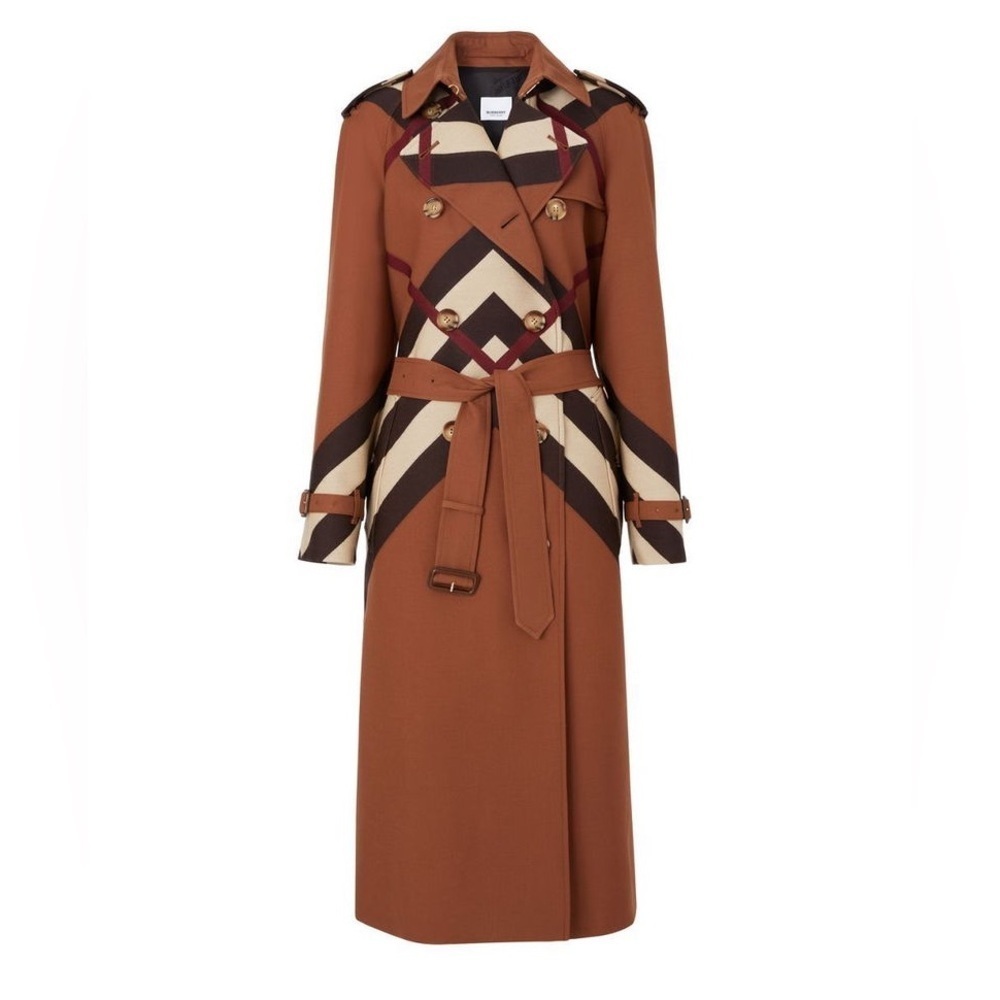 Burberry Chevron Check Waterloo Trench Coat, Brand Size 6 ( US Size 4 ) - Picture 1 of 3